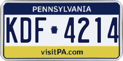 PA license plate KDF4214