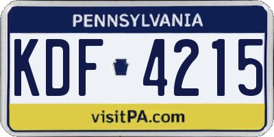 PA license plate KDF4215