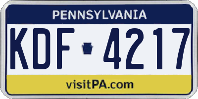 PA license plate KDF4217