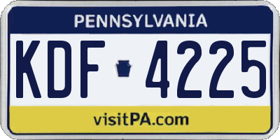 PA license plate KDF4225