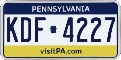 PA license plate KDF4227