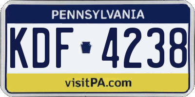 PA license plate KDF4238