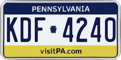 PA license plate KDF4240