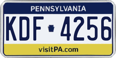 PA license plate KDF4256