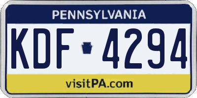 PA license plate KDF4294