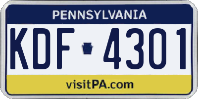 PA license plate KDF4301