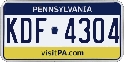 PA license plate KDF4304