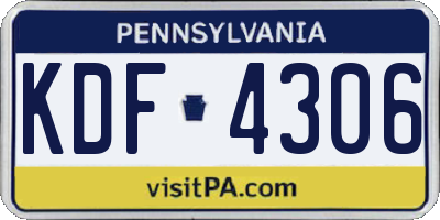 PA license plate KDF4306