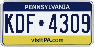 PA license plate KDF4309