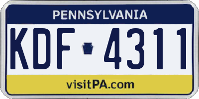 PA license plate KDF4311