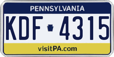 PA license plate KDF4315