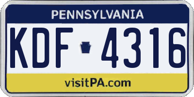 PA license plate KDF4316