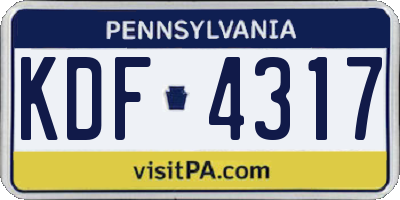 PA license plate KDF4317