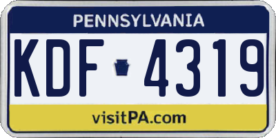 PA license plate KDF4319