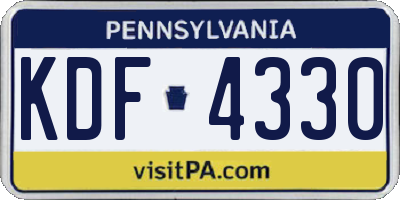 PA license plate KDF4330
