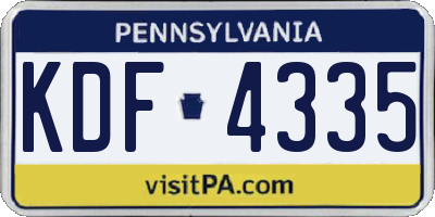 PA license plate KDF4335