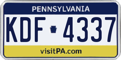 PA license plate KDF4337