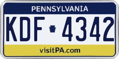 PA license plate KDF4342
