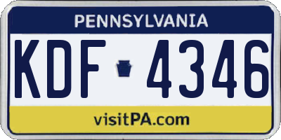 PA license plate KDF4346