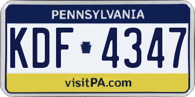 PA license plate KDF4347
