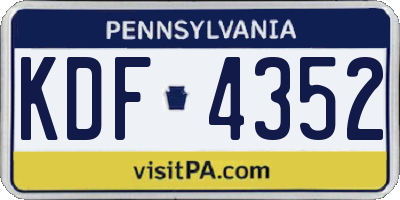 PA license plate KDF4352