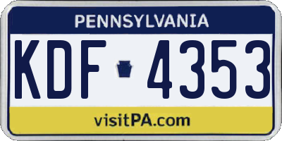 PA license plate KDF4353