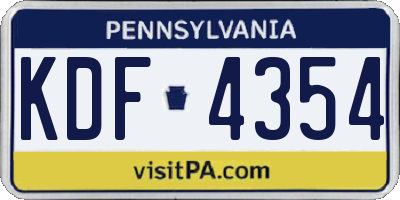 PA license plate KDF4354