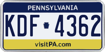 PA license plate KDF4362