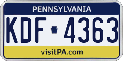 PA license plate KDF4363