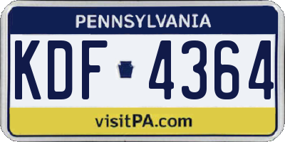 PA license plate KDF4364