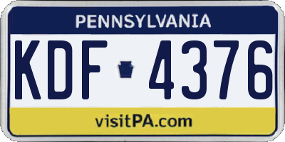 PA license plate KDF4376