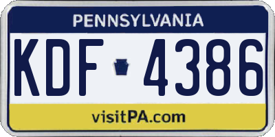 PA license plate KDF4386