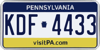PA license plate KDF4433