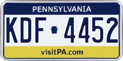 PA license plate KDF4452