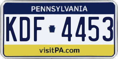 PA license plate KDF4453