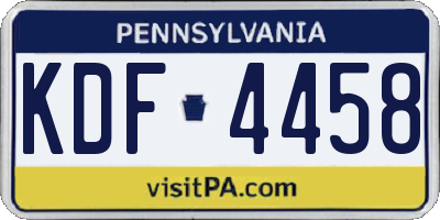 PA license plate KDF4458