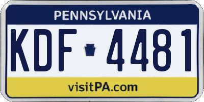 PA license plate KDF4481