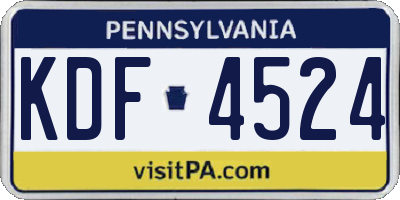 PA license plate KDF4524