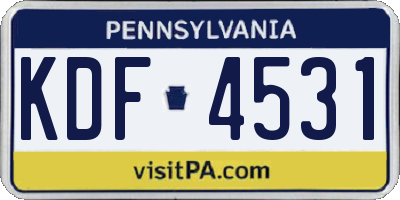 PA license plate KDF4531