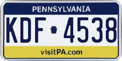 PA license plate KDF4538