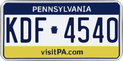 PA license plate KDF4540