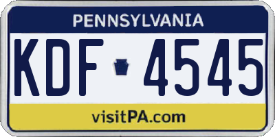 PA license plate KDF4545