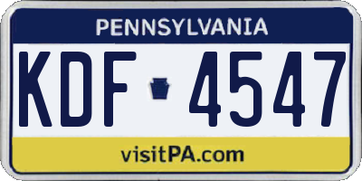 PA license plate KDF4547
