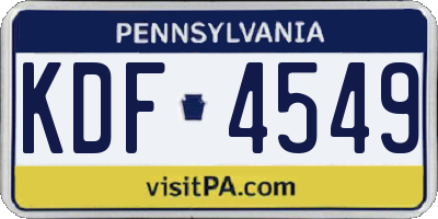 PA license plate KDF4549