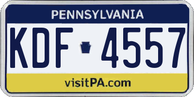 PA license plate KDF4557