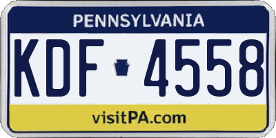 PA license plate KDF4558