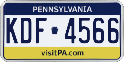 PA license plate KDF4566