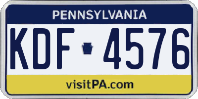 PA license plate KDF4576