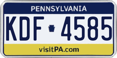 PA license plate KDF4585