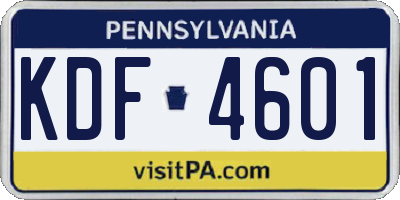 PA license plate KDF4601